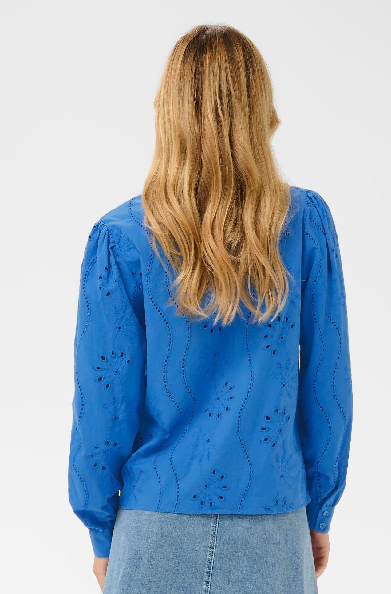 Signe blouse embroidery - royalblauw