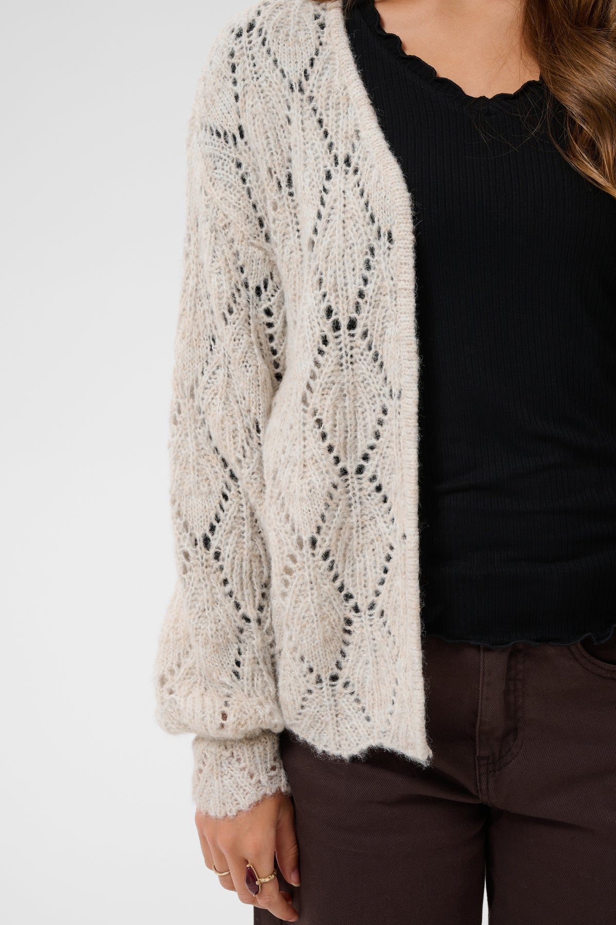Niso cardigan gehaakt - beige