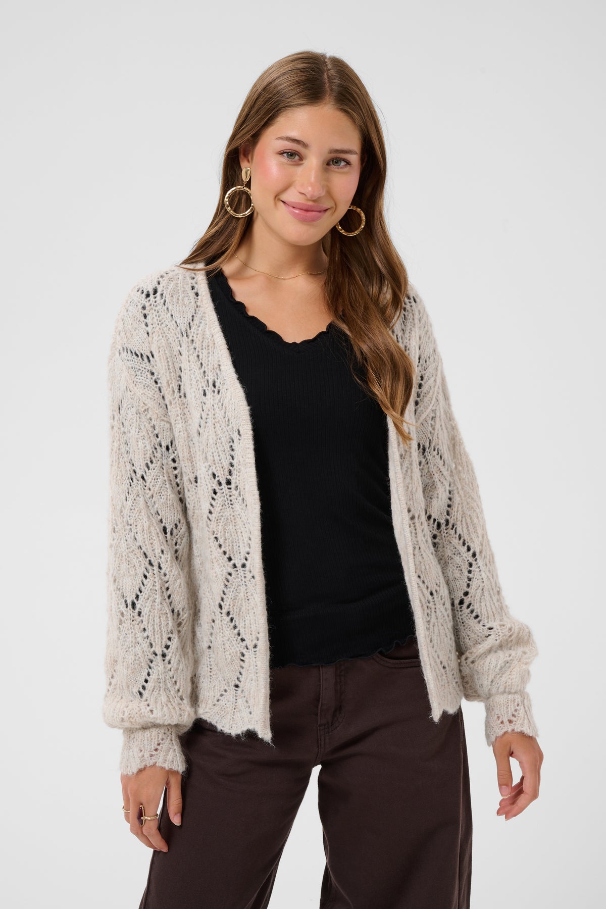 Niso cardigan gehaakt - beige