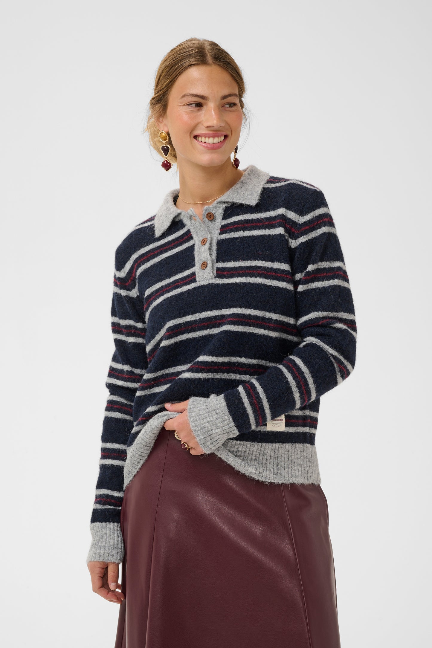 Ditte polo pullover - blauw streep