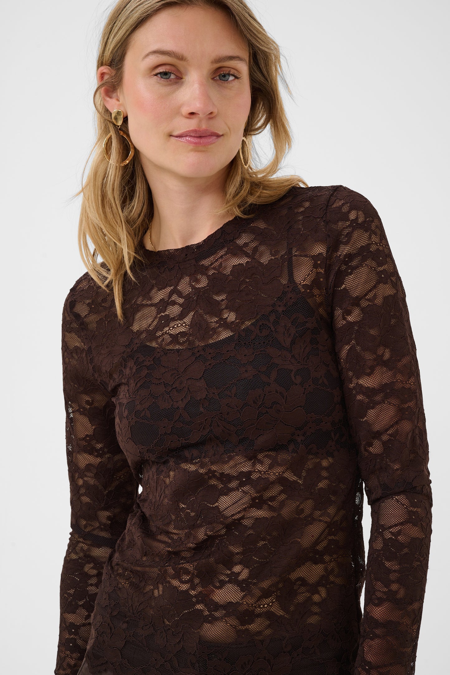 Pitia lace blouse - bruin