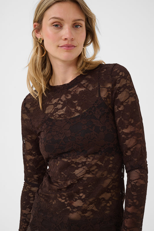 Pitia lace blouse - bruin