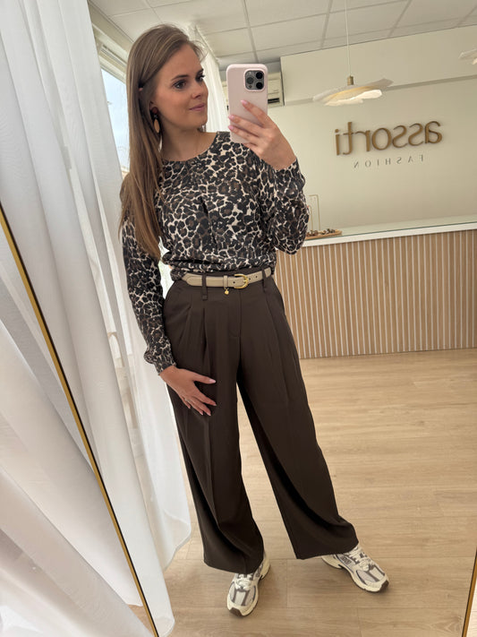 Losse broek plooi - bruin