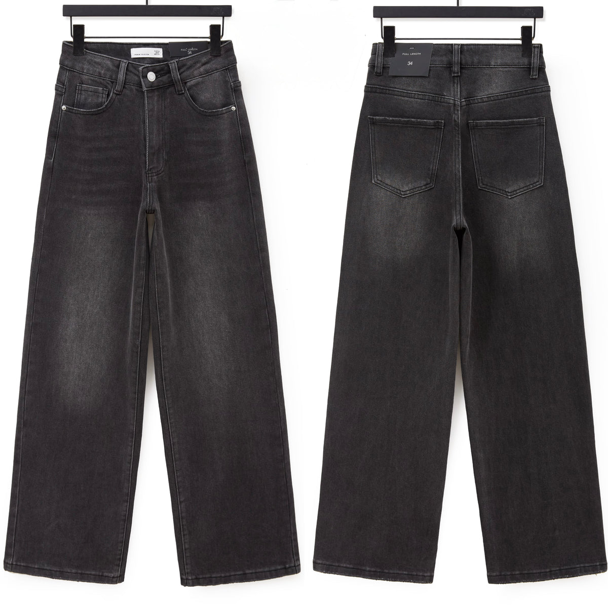 Wide leg jeans - donkergrijs