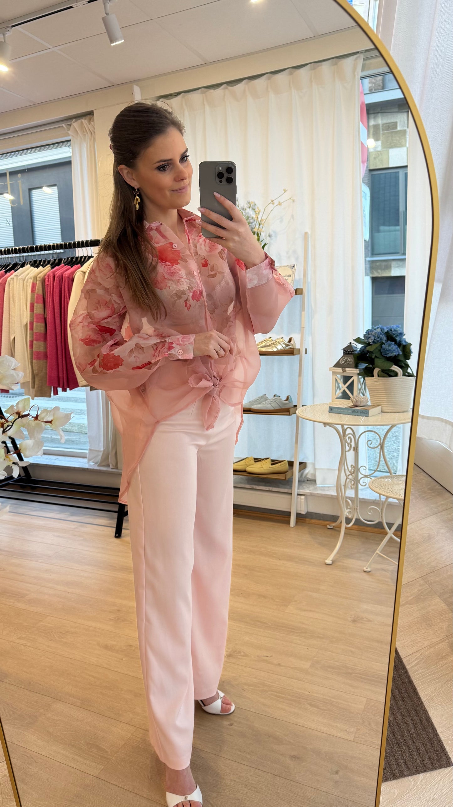 Blouse oversized bloemen - roze