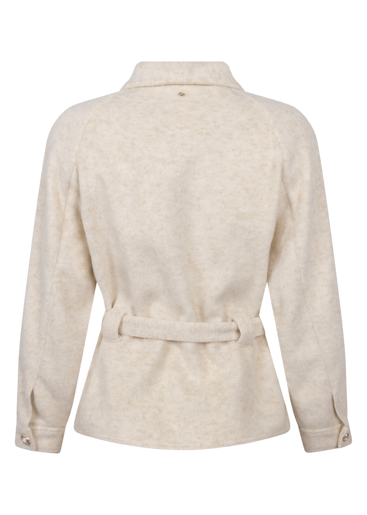 Mantel col revers riem - beige