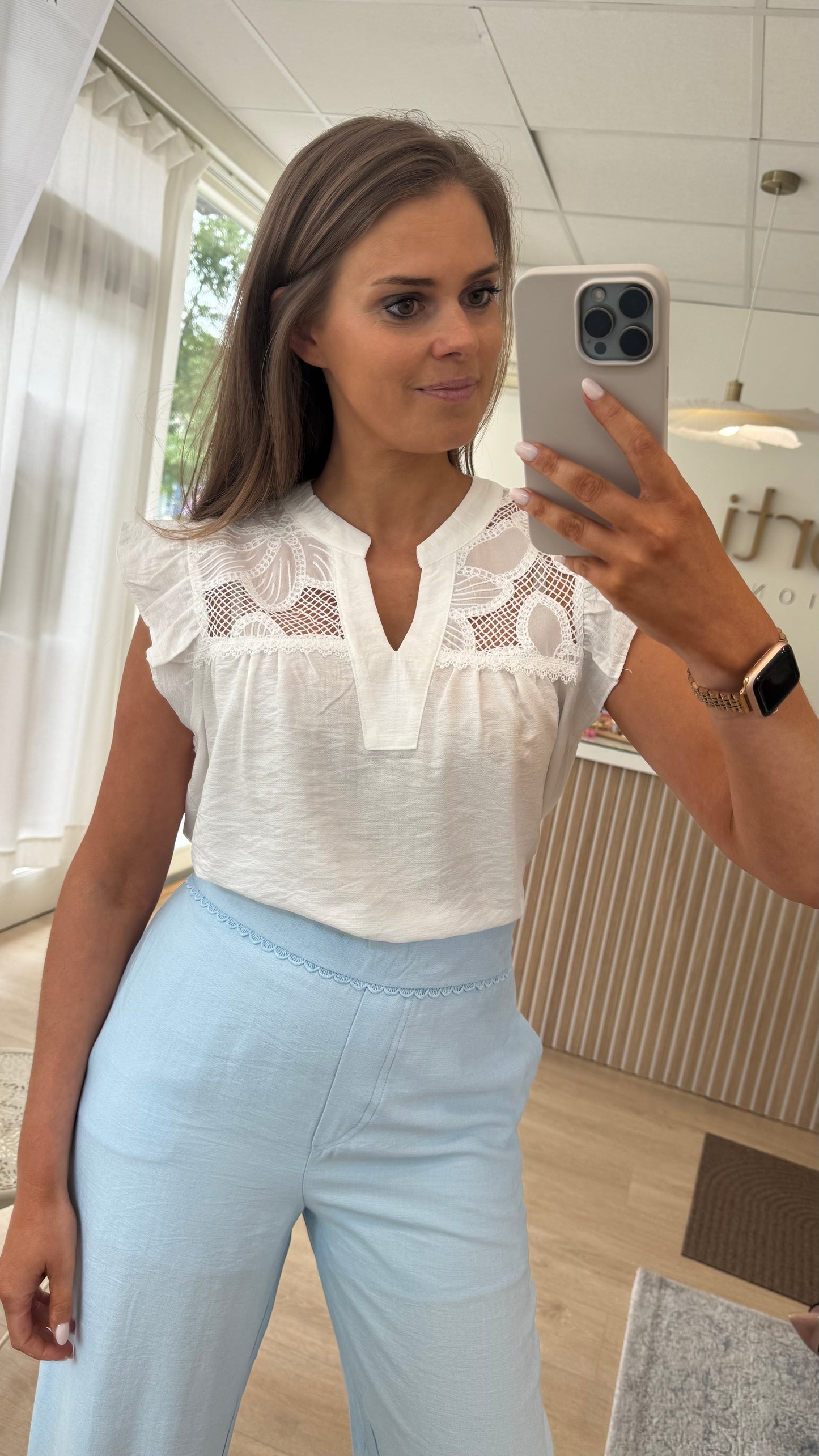 Élise Kantdetail Blouse - Wit