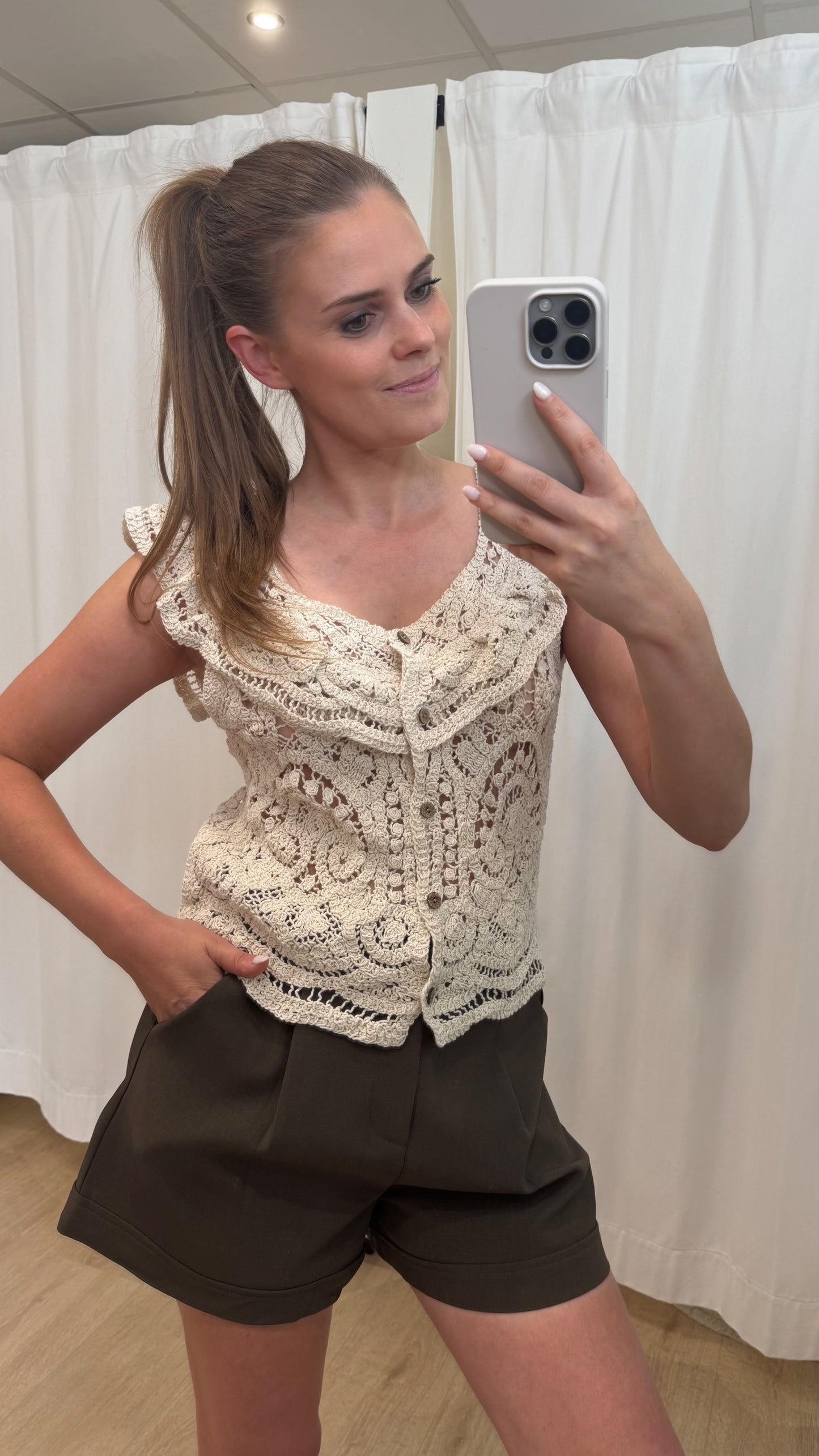 Ibiza top gehaakt - beige