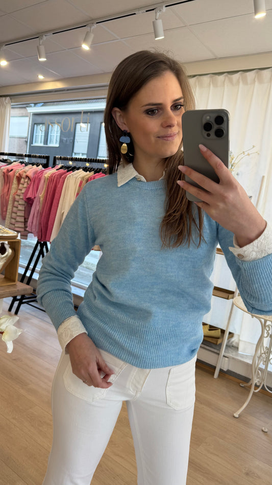 Niel crew neck pullover - lichtblauw