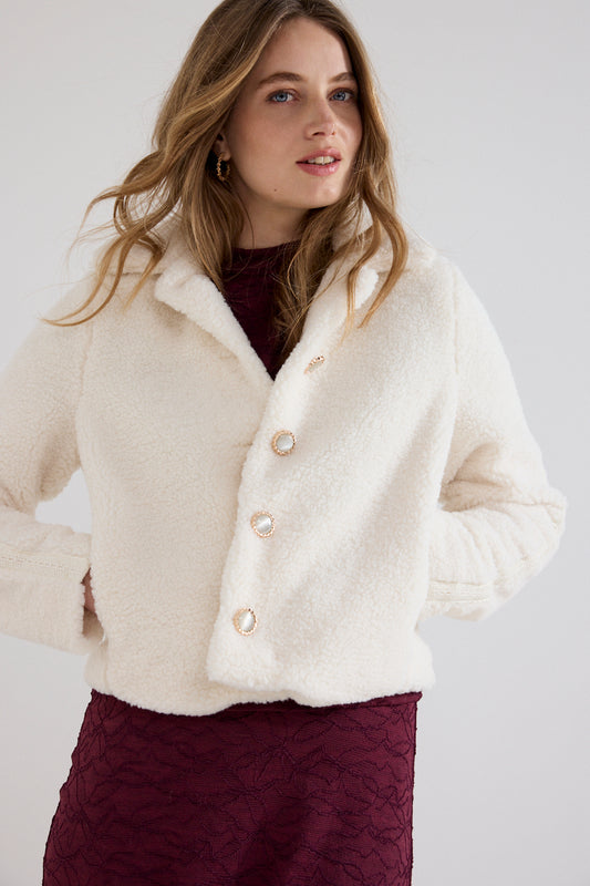 Teddy jacket lace - crème