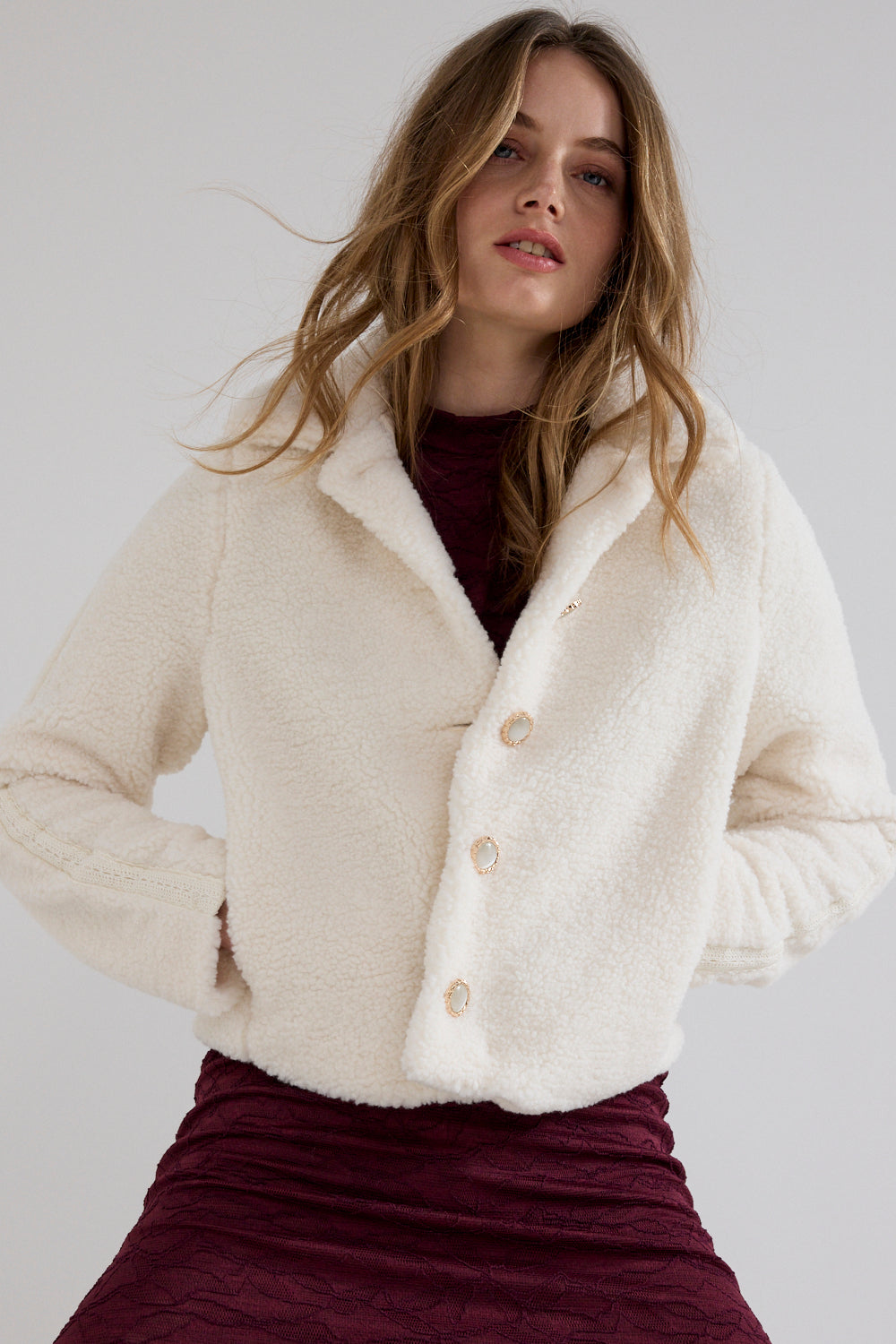Teddy jacket lace - crème