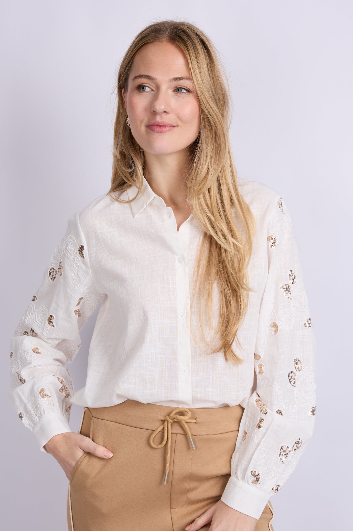 Leilani blouse gold detail - ecru