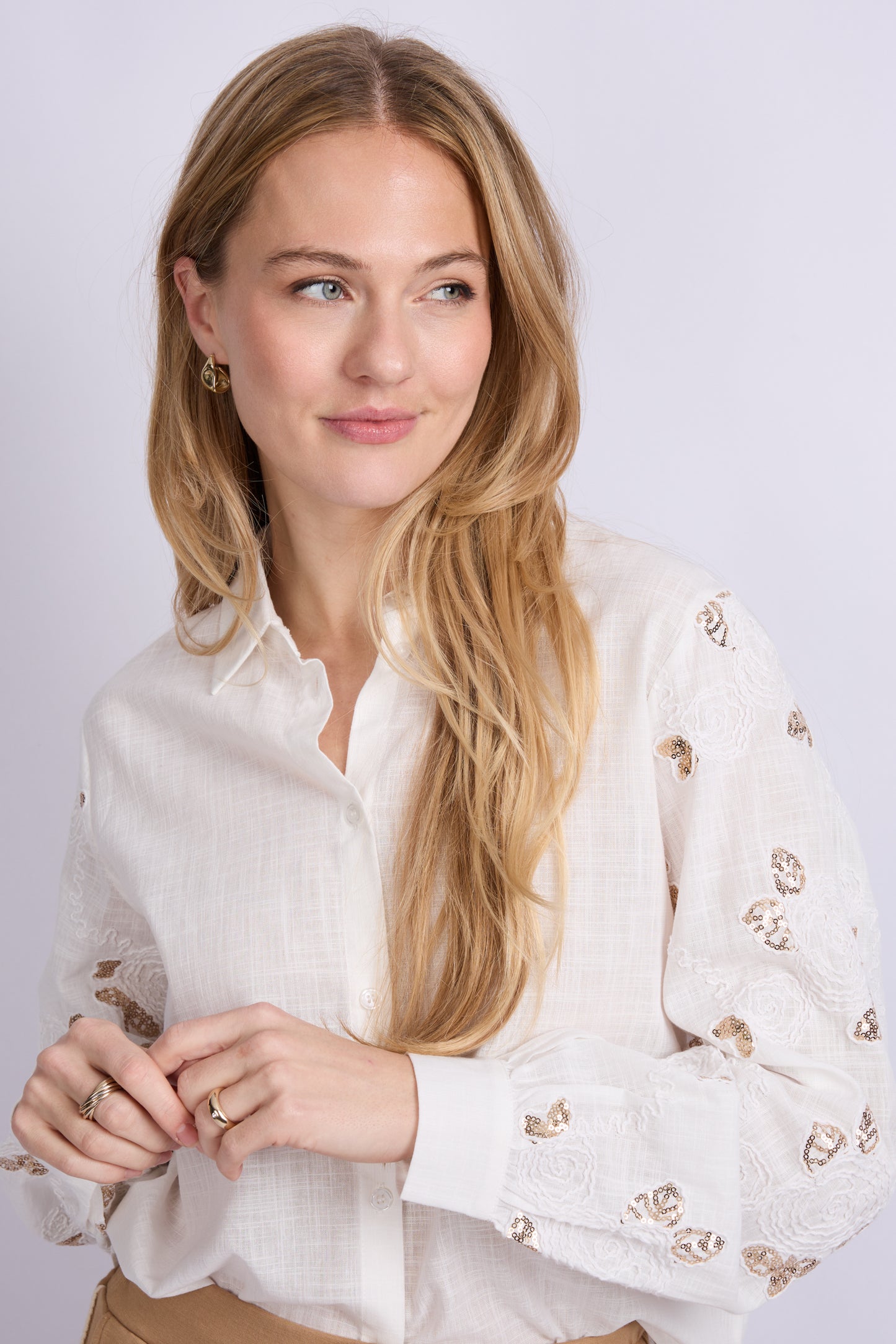 Leilani blouse gold detail - ecru