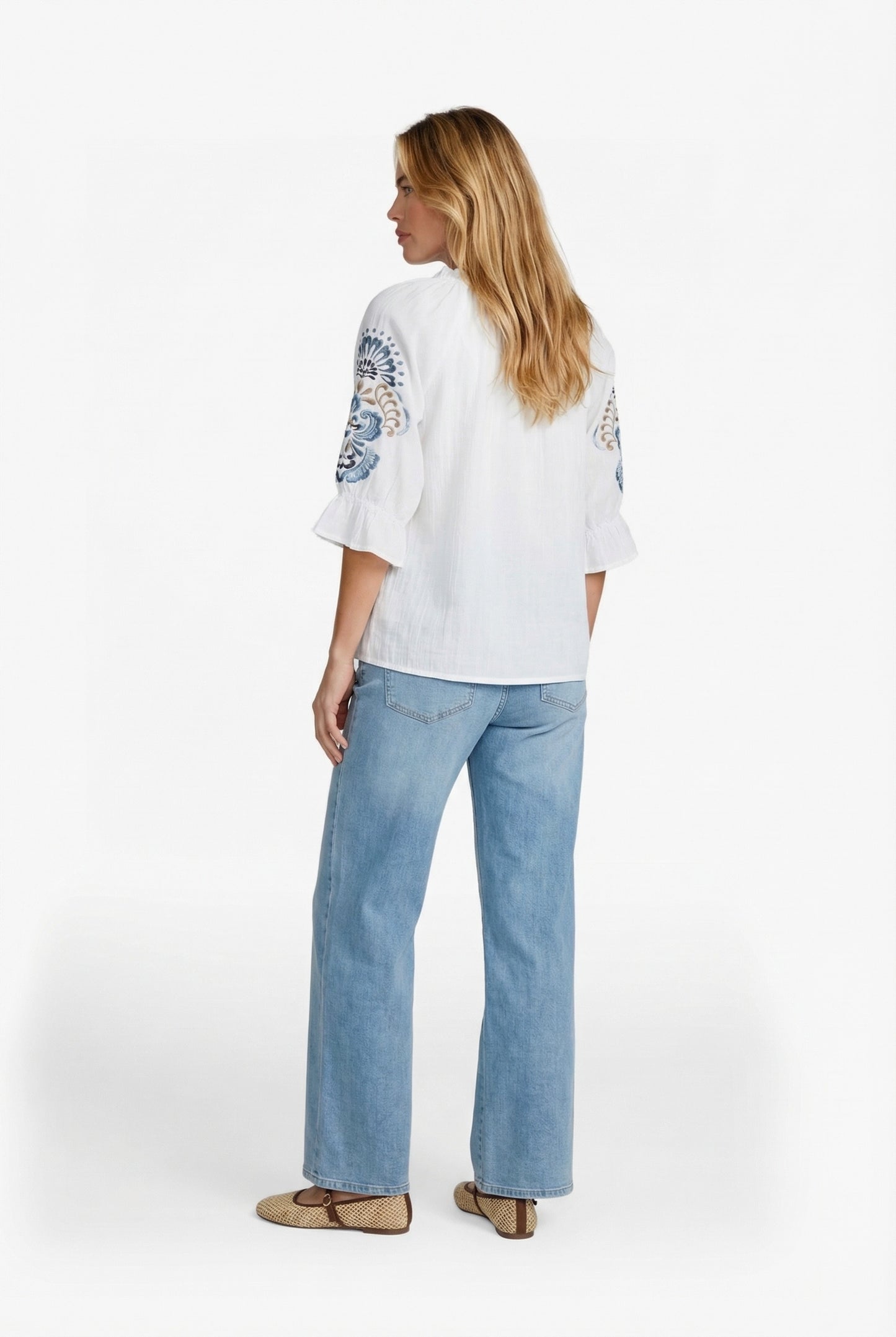 Lisette blouse - ecru/blauw