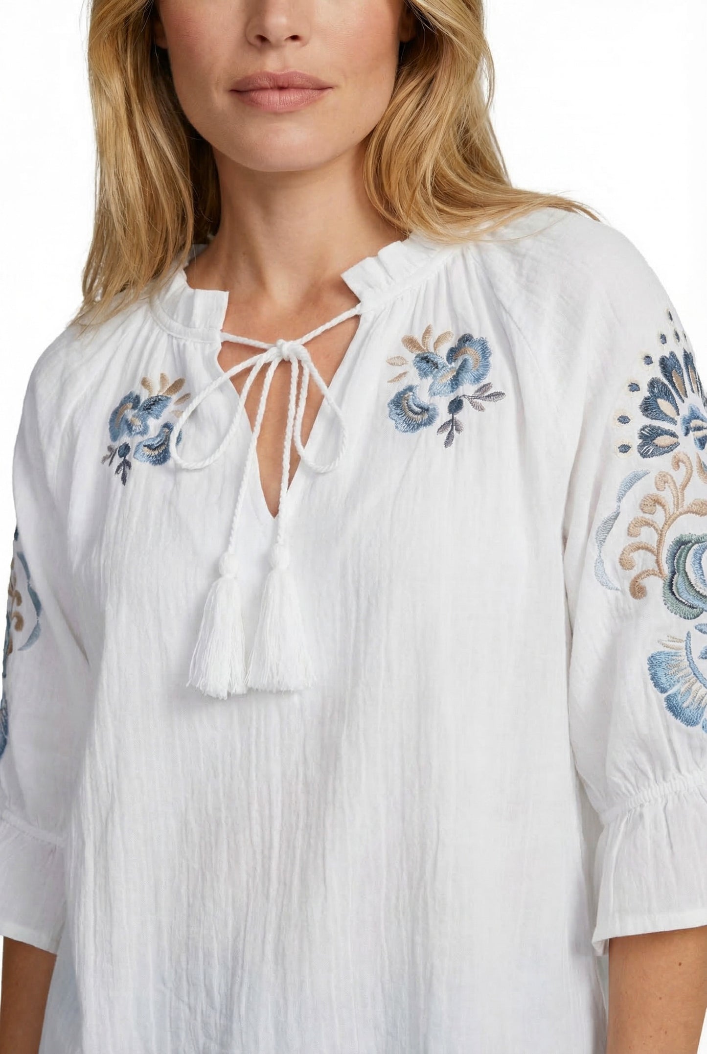 Lisette blouse - ecru/blauw