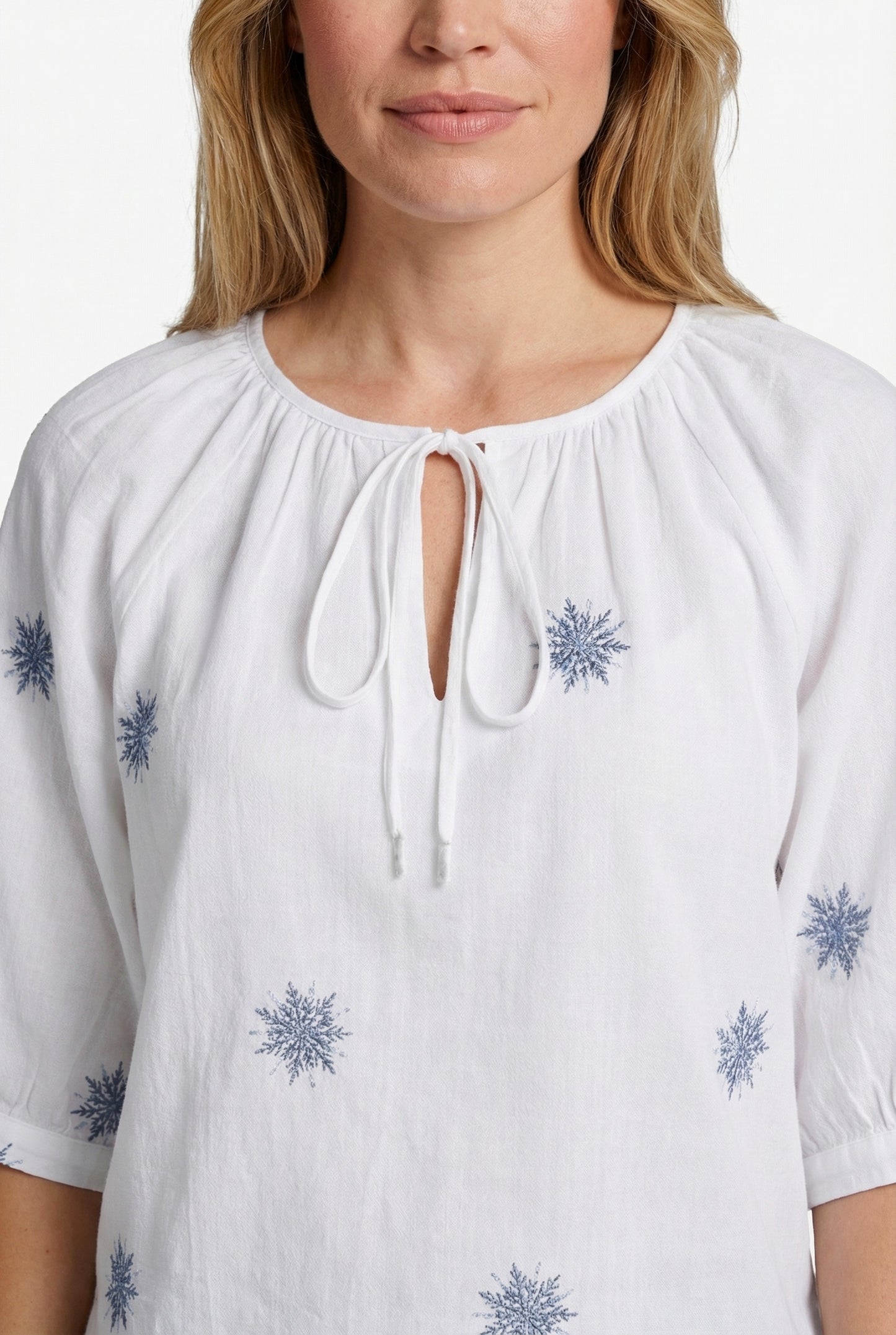 Lindis blouse - ecru/blauw