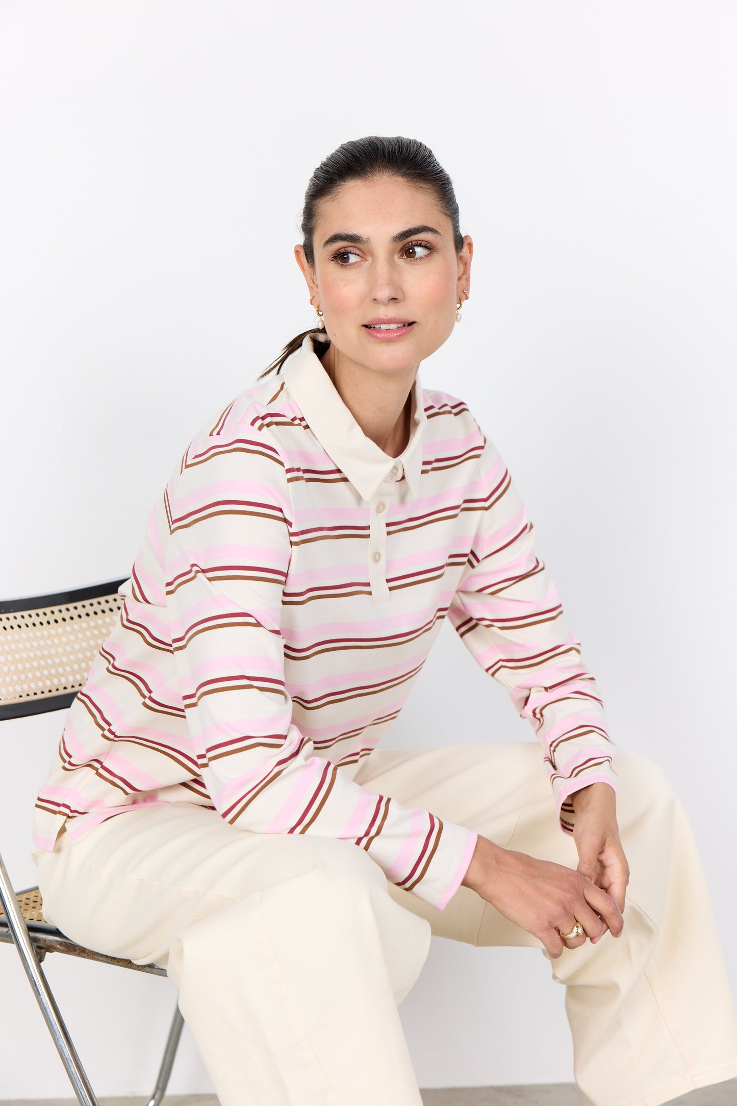 Polo t-shirt Base 2 - roze/ecru