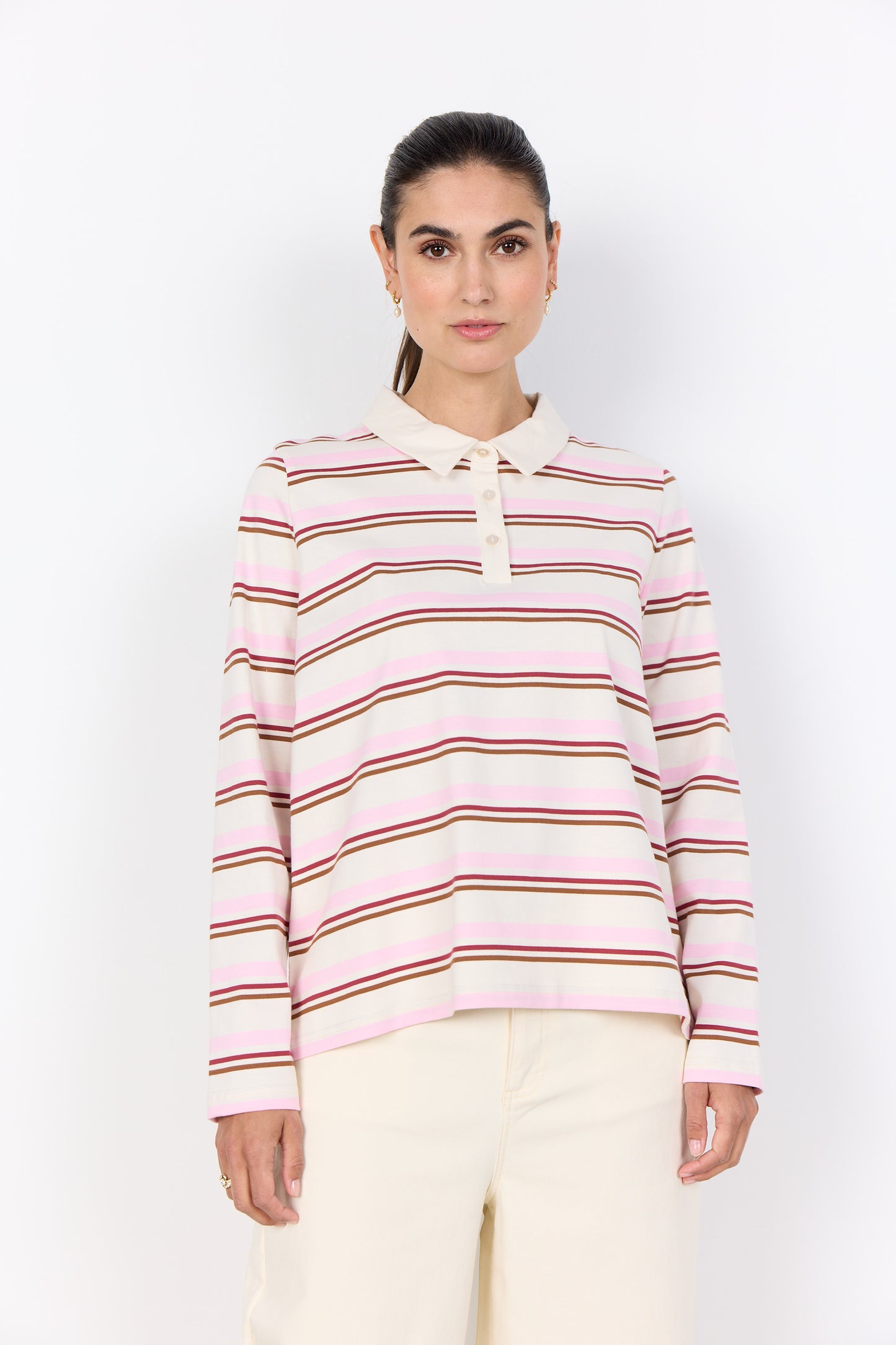 Polo t-shirt Base 2 - roze/ecru