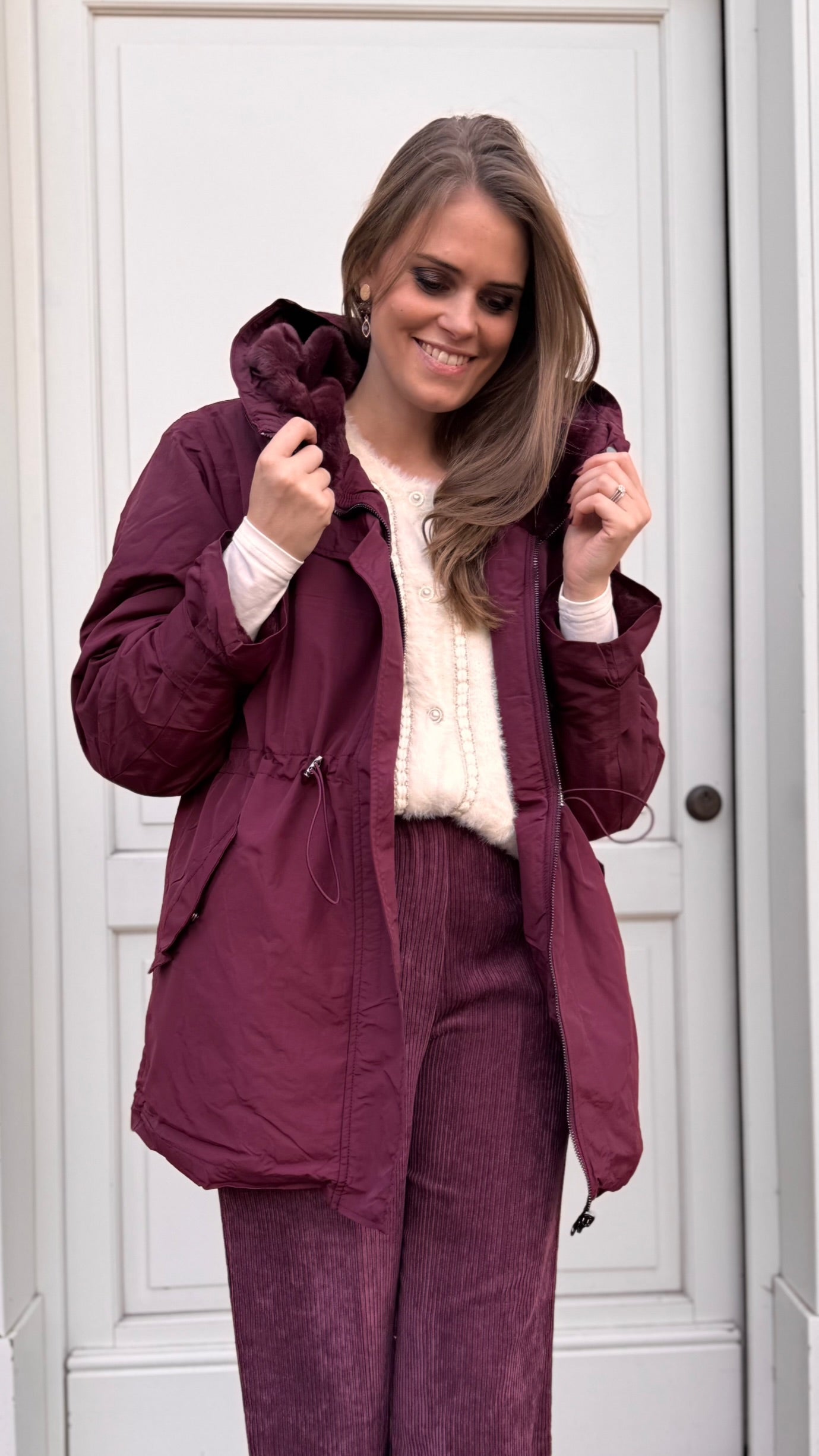 Coni regenjas fake fur - bordeaux