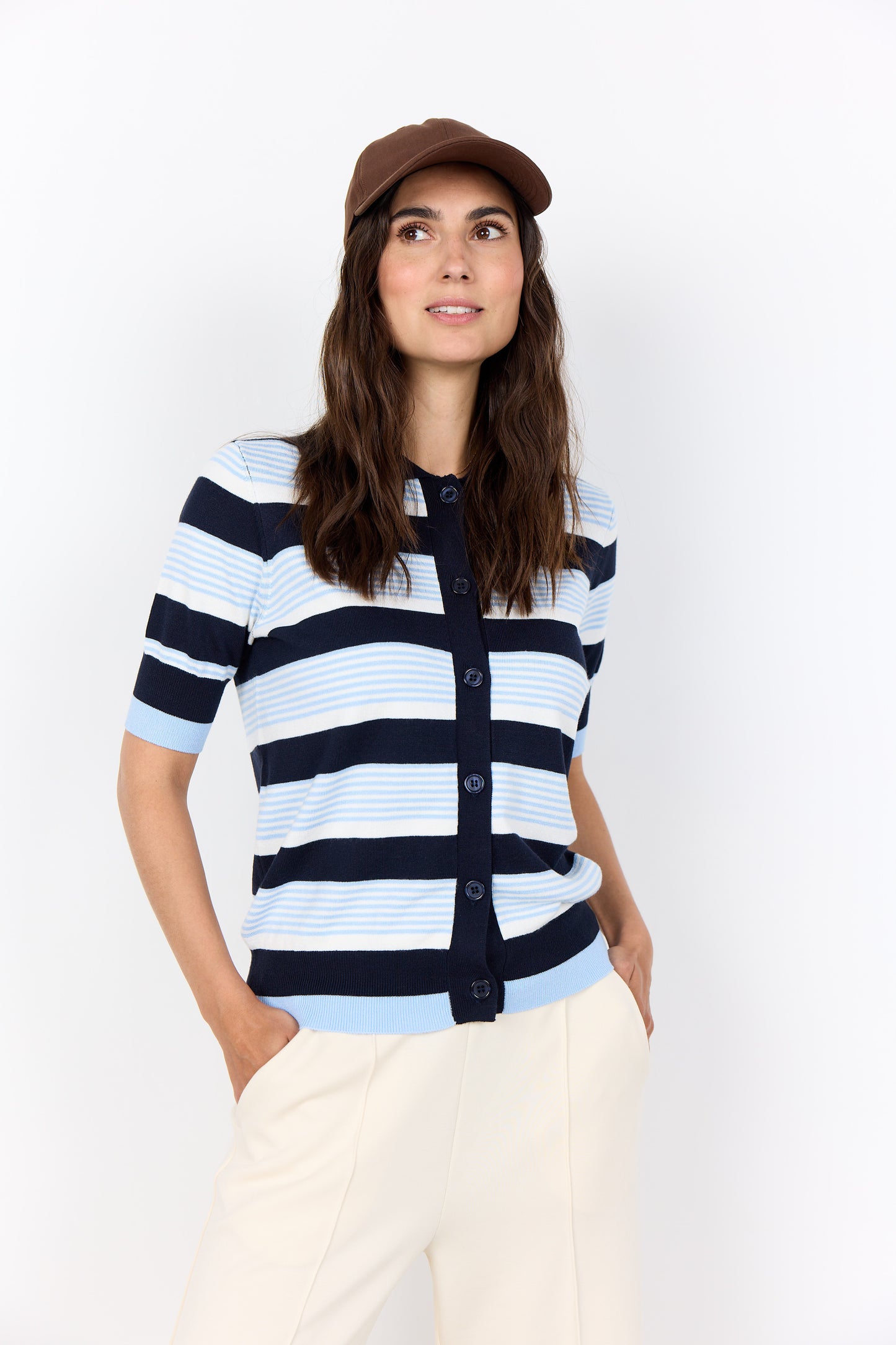Dollie stripe 820 cardigan - blauw/wit
