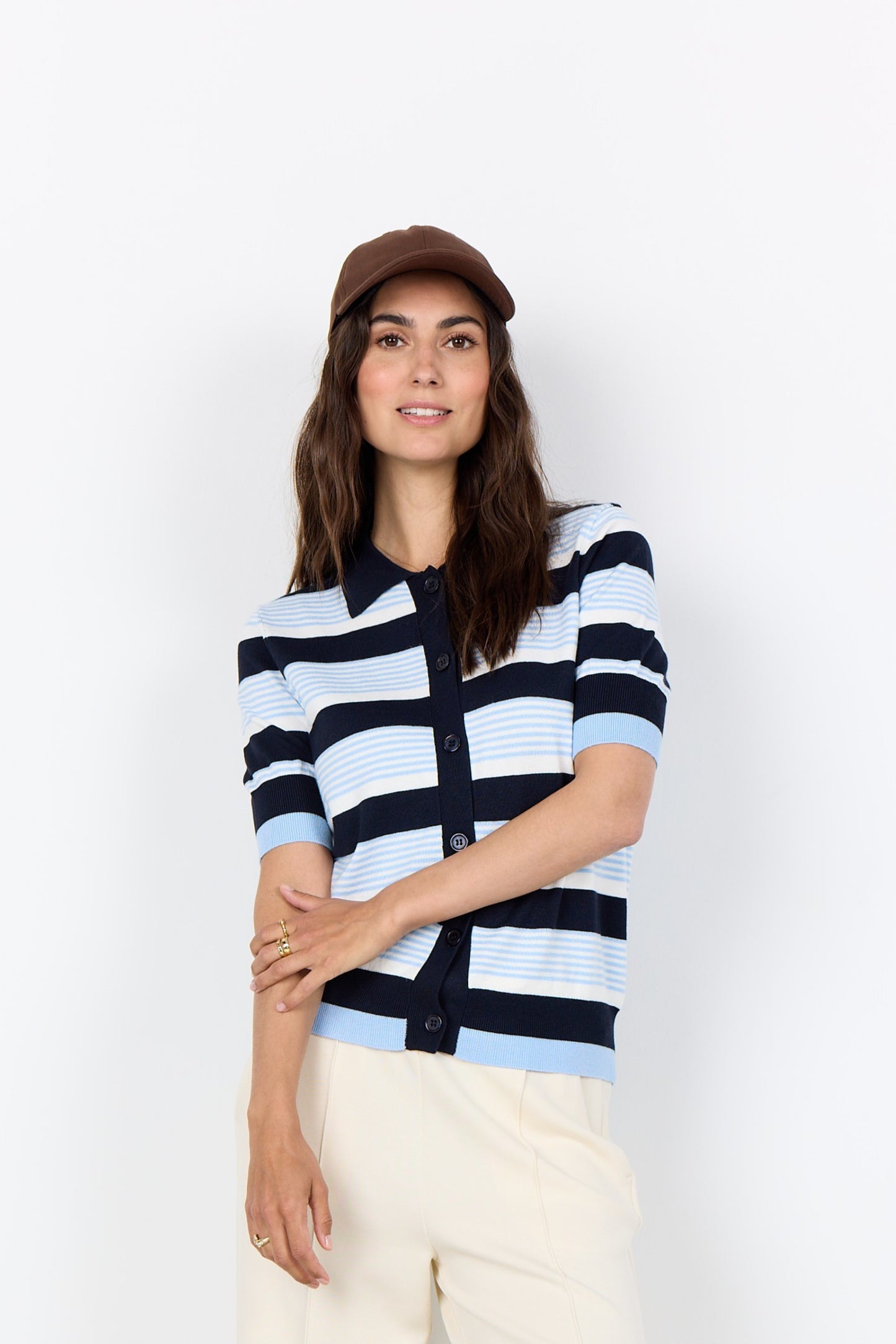 Dollie stripe 820 cardigan - blauw/wit