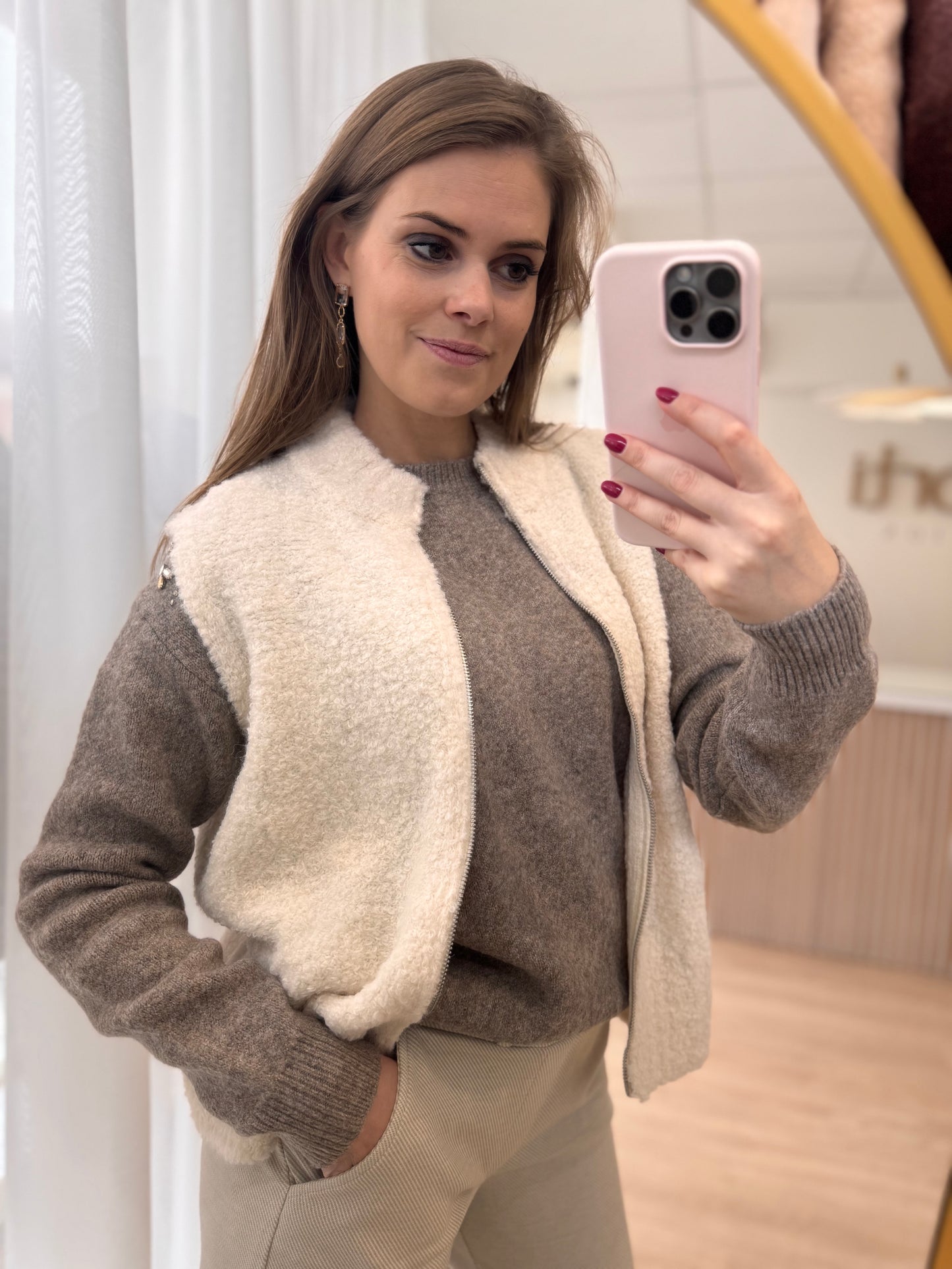 54835 Cardigan ZM rits - offwhite