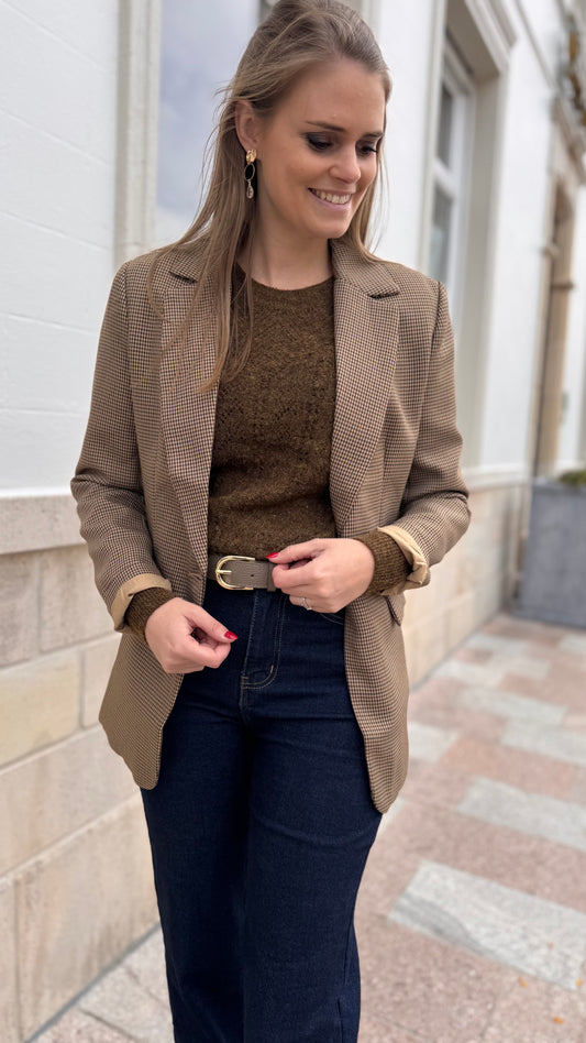 Geruite blazer - camel