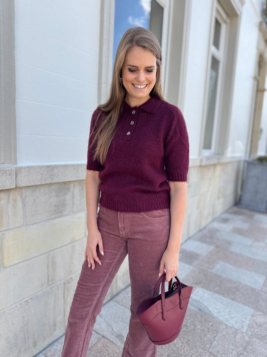 Emilie polo pullover - windsor wine