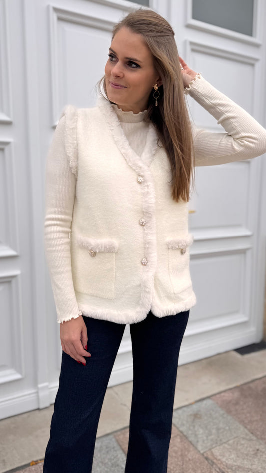 Fluffy giletje ZM - ecru