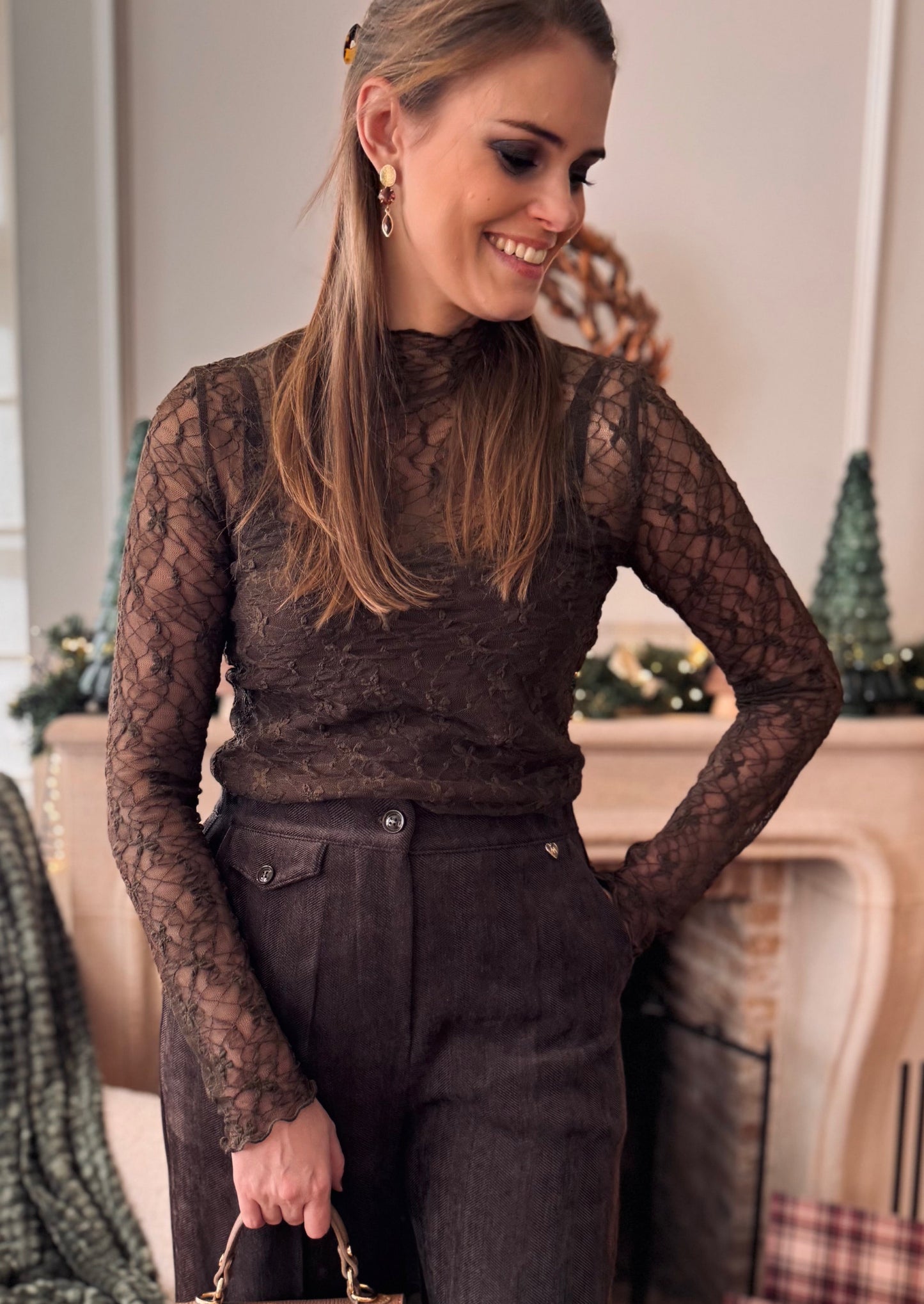 Lace top - brown