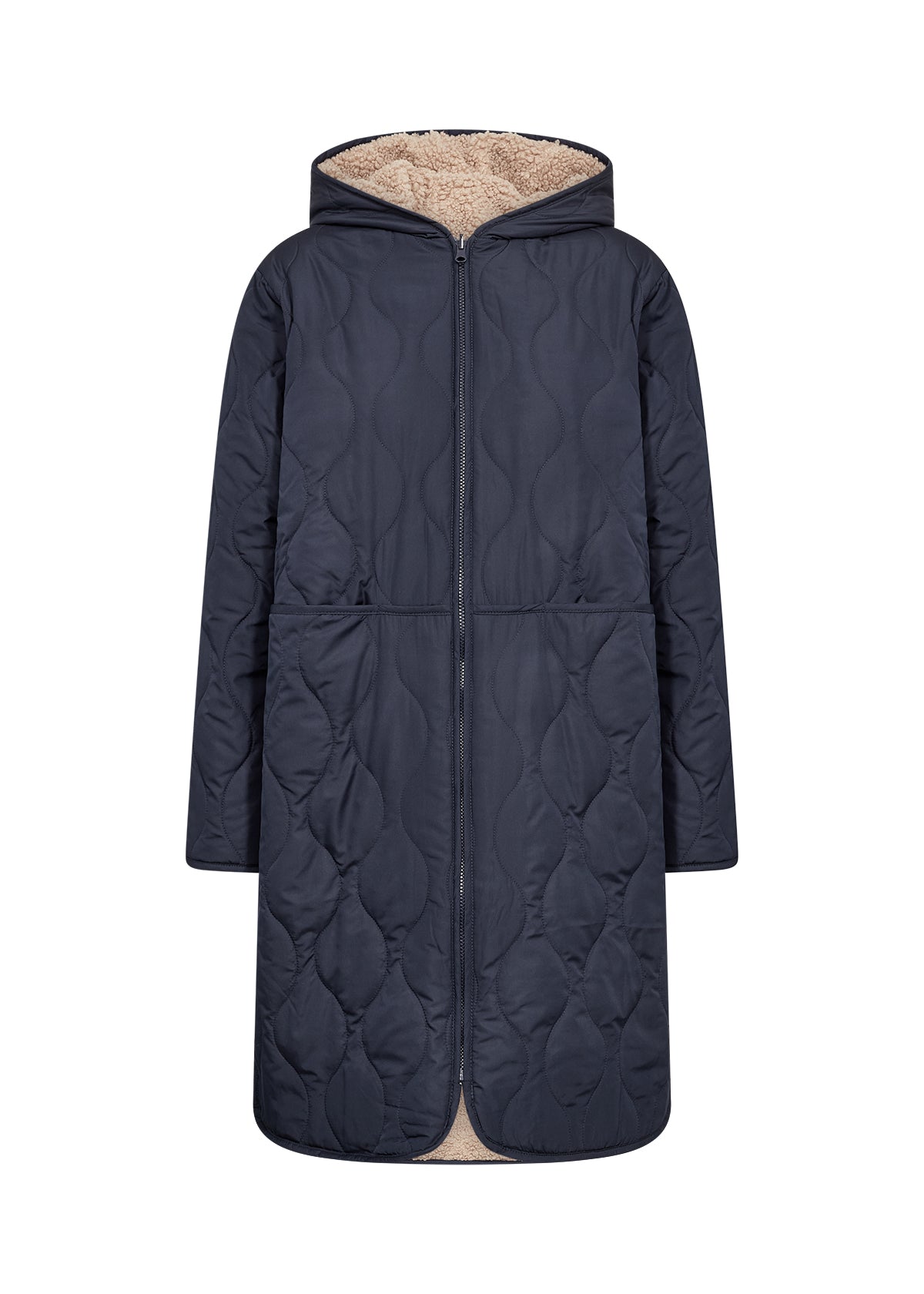Gela winterjas - blauw/camel