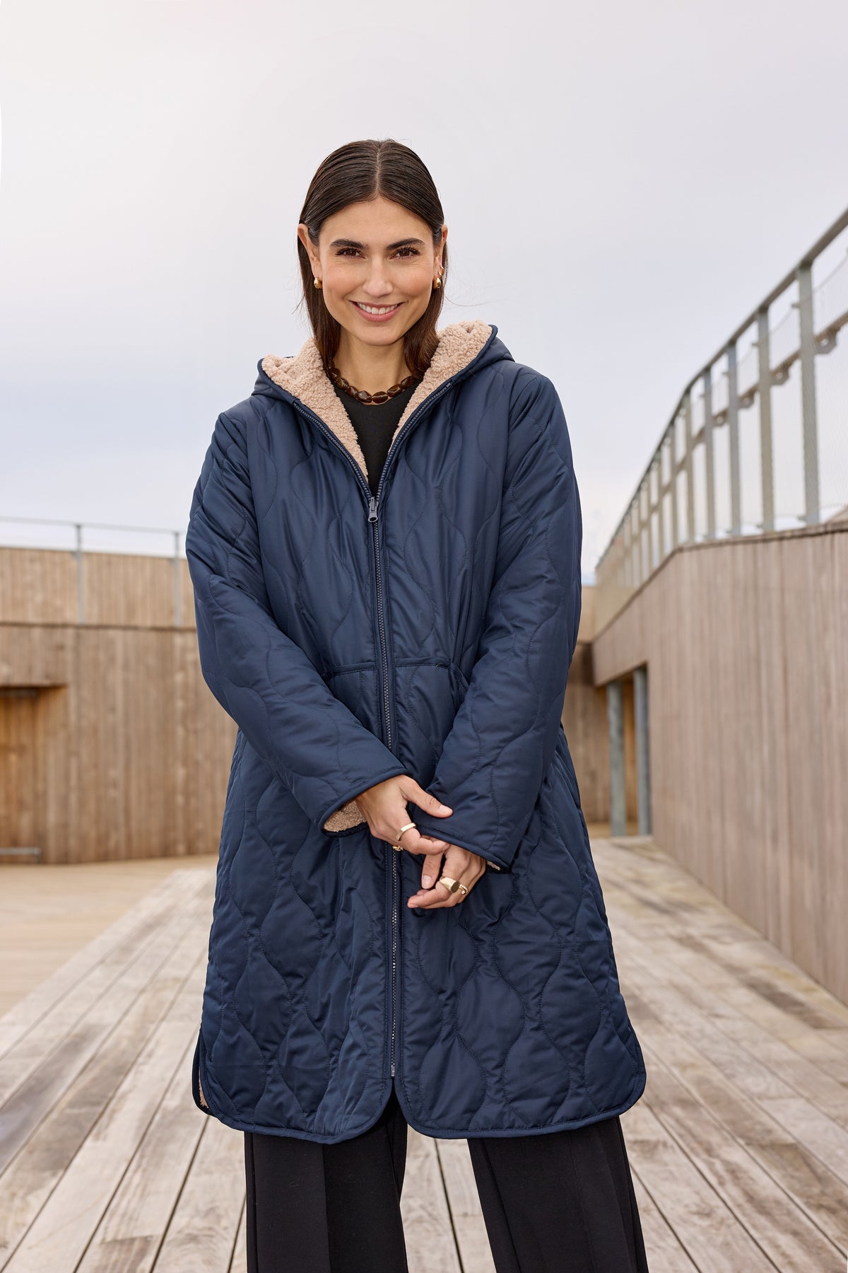 Gela winterjas - blauw/camel