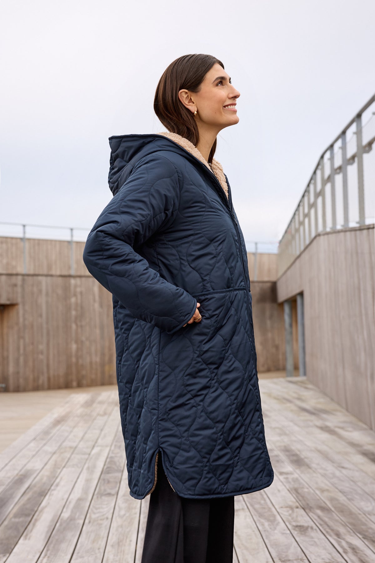 Gela winterjas - blauw/camel