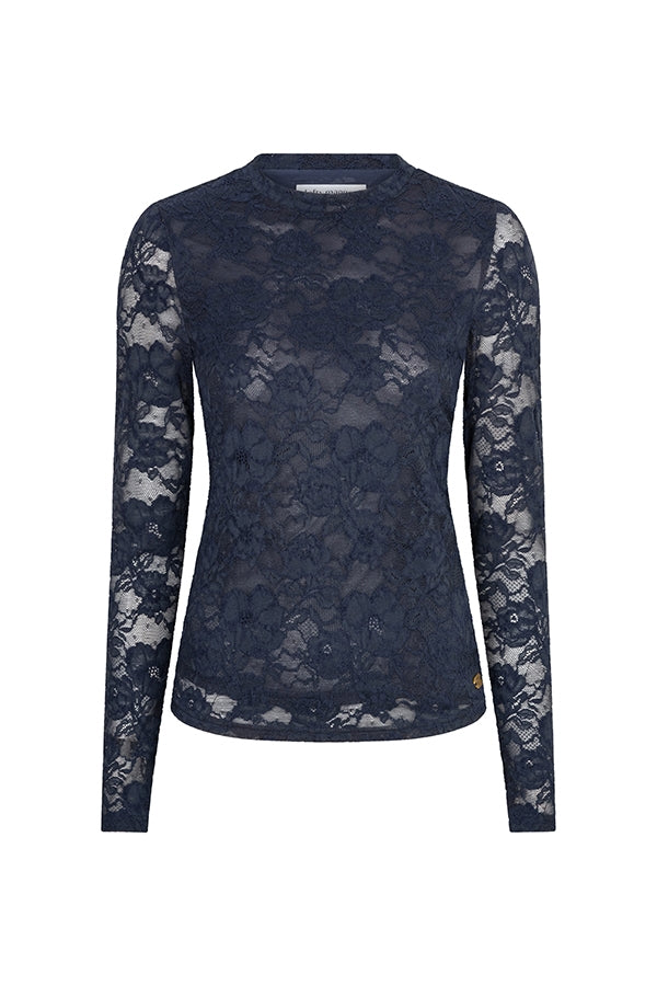 Top Irea lace - donkerblauw