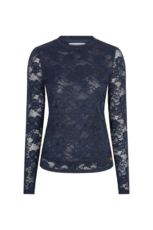 Top Irea lace - donkerblauw