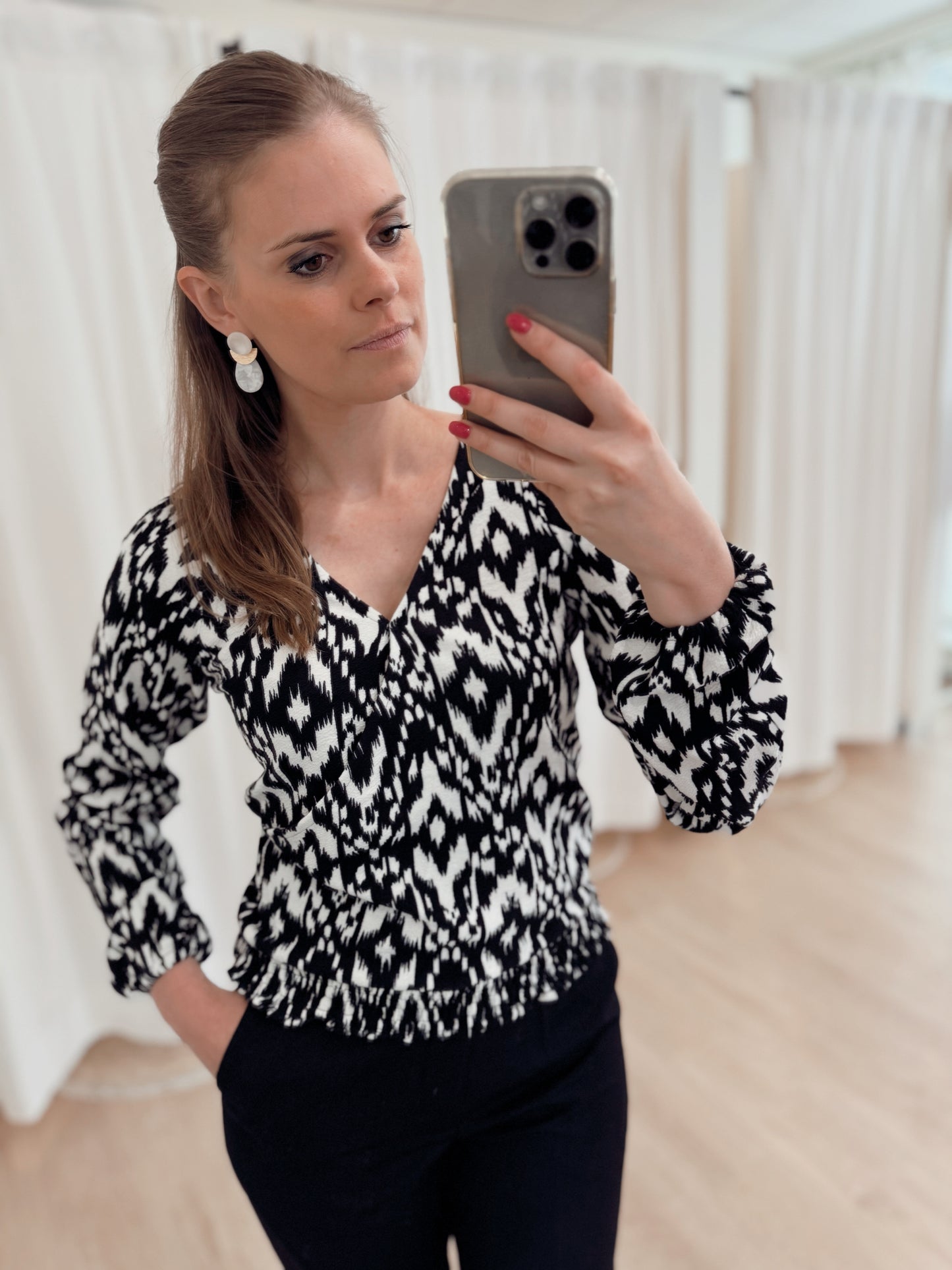 Blouse Chana - zwart/wit