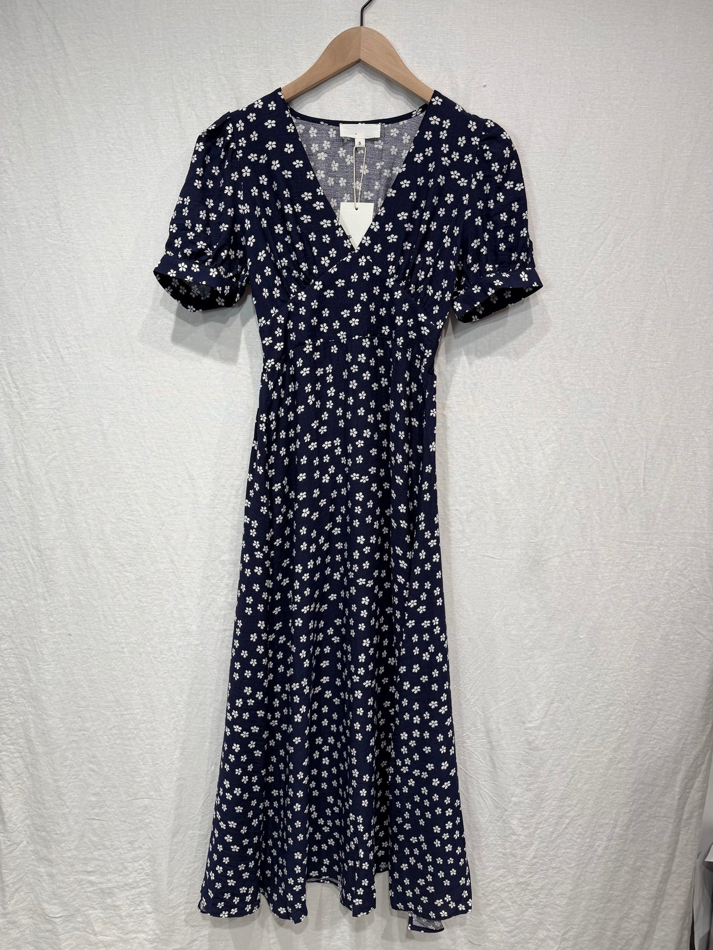 Fijn bloemen kleedje - donkerblauw