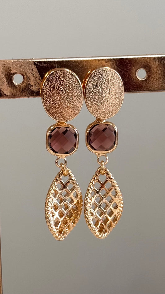 Oorbel O2507 - bordeaux/goud