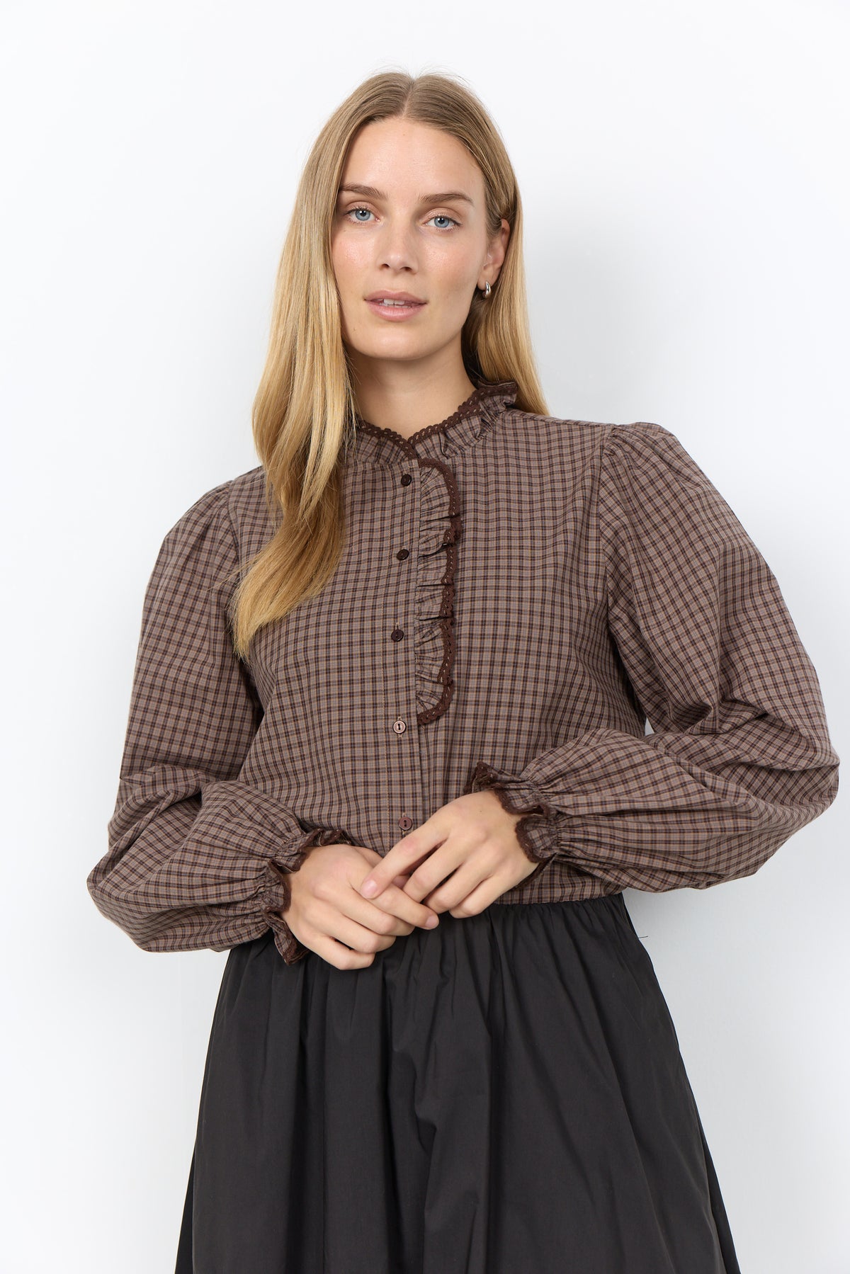Joelle blouse ruit - bruin