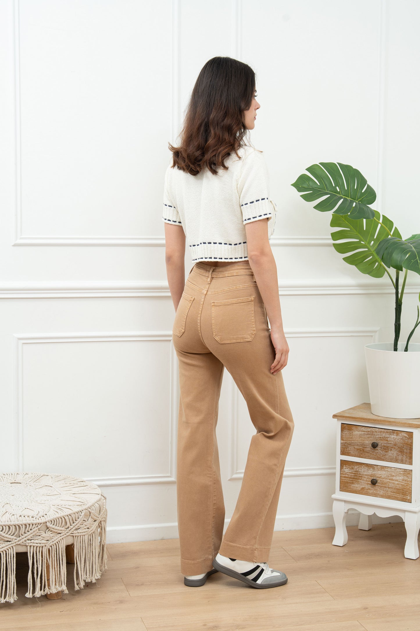 Stretch broek zakjes - camel