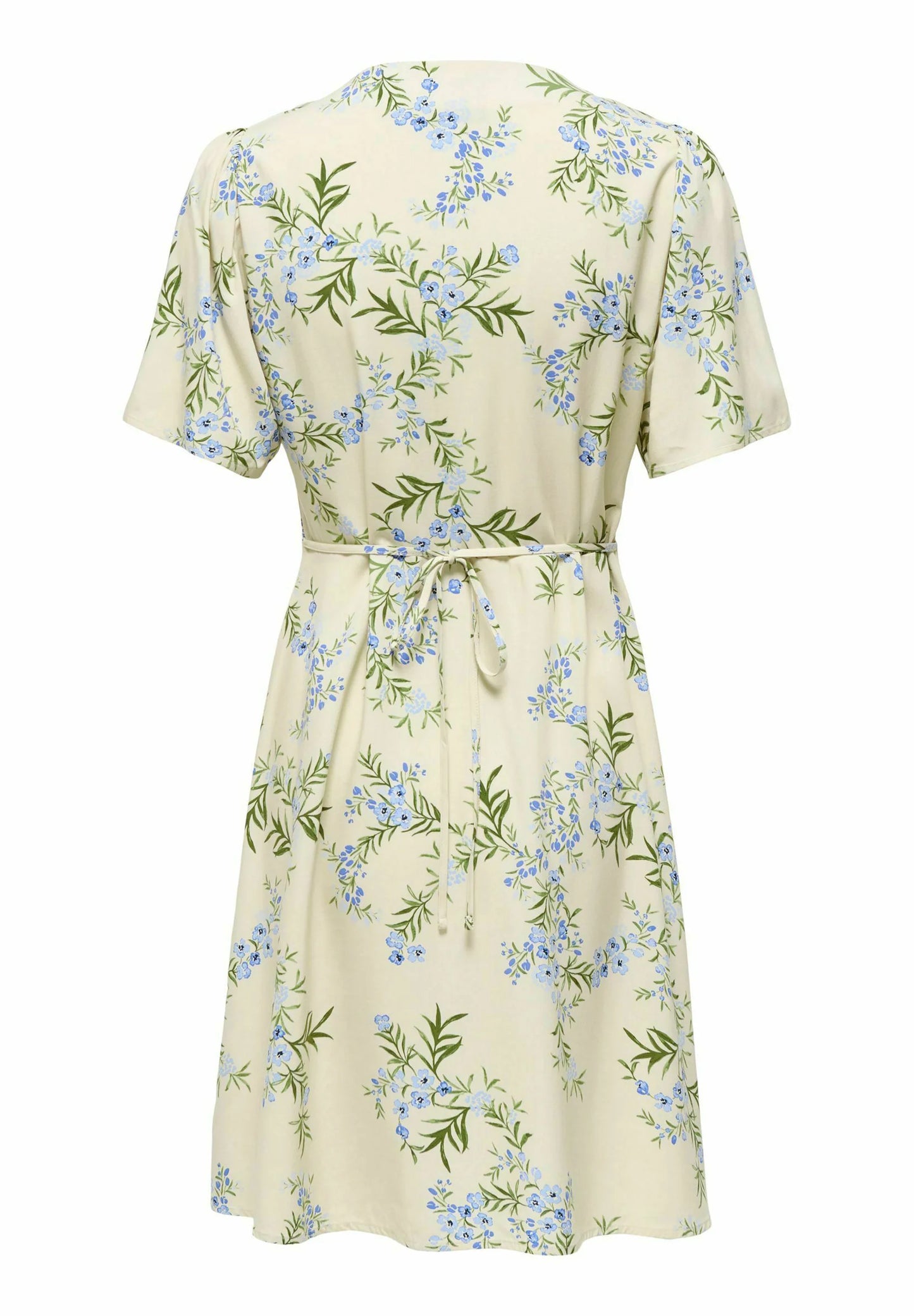 Evida gebloemd kleedje - ecru/blauw