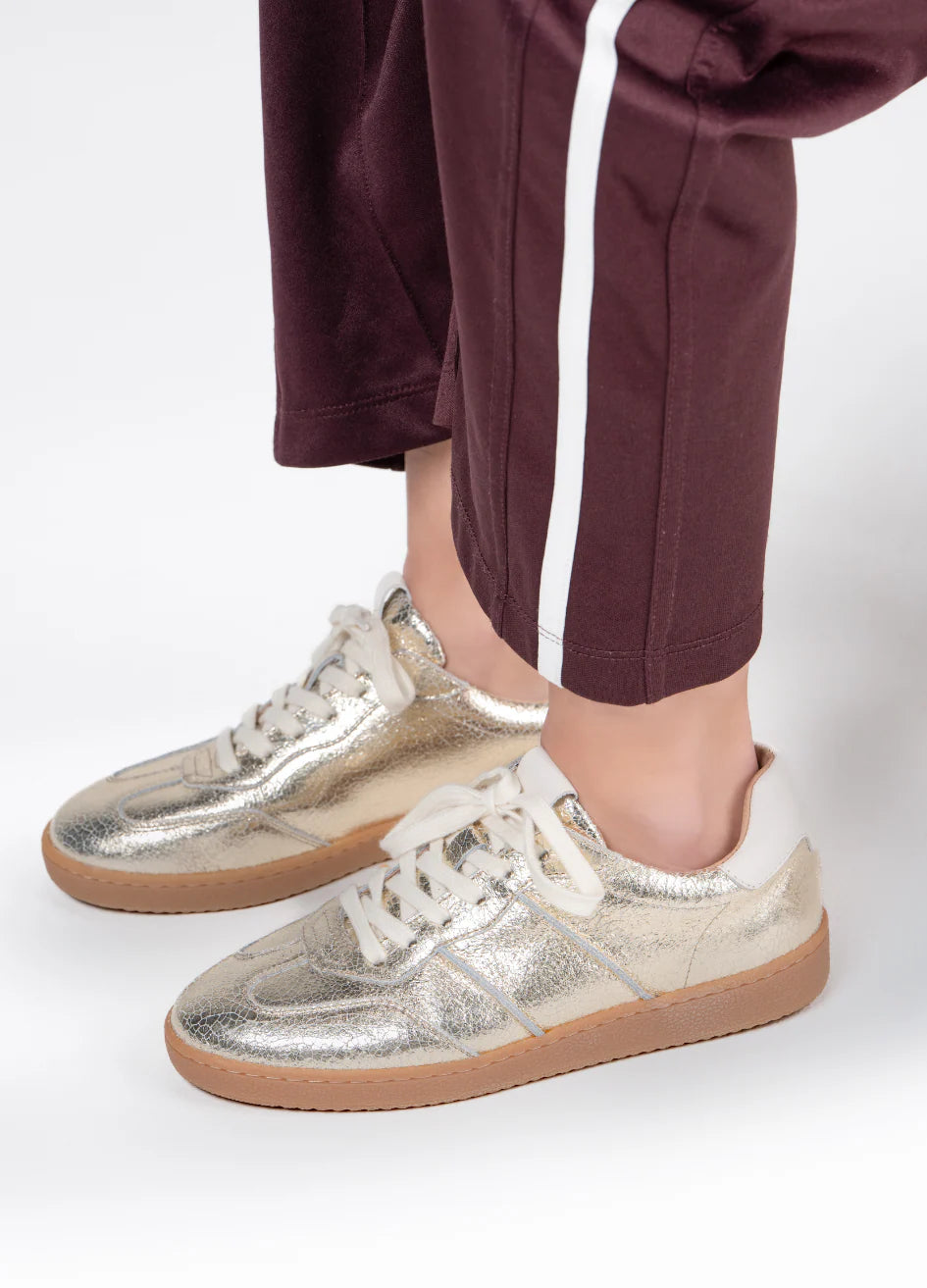 poona crackled sneakers - champagne
