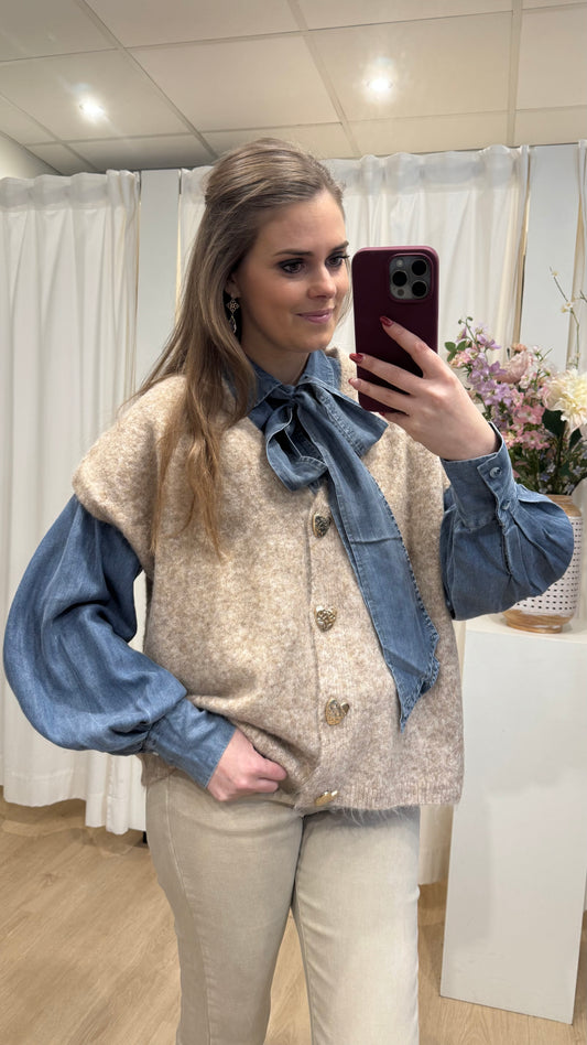 Gilet ZM hart knopen - taupe