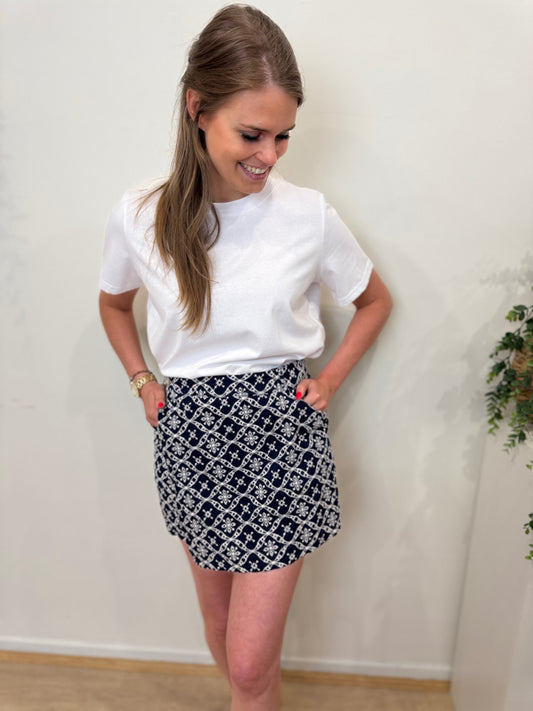 Embroidery skirt - marine