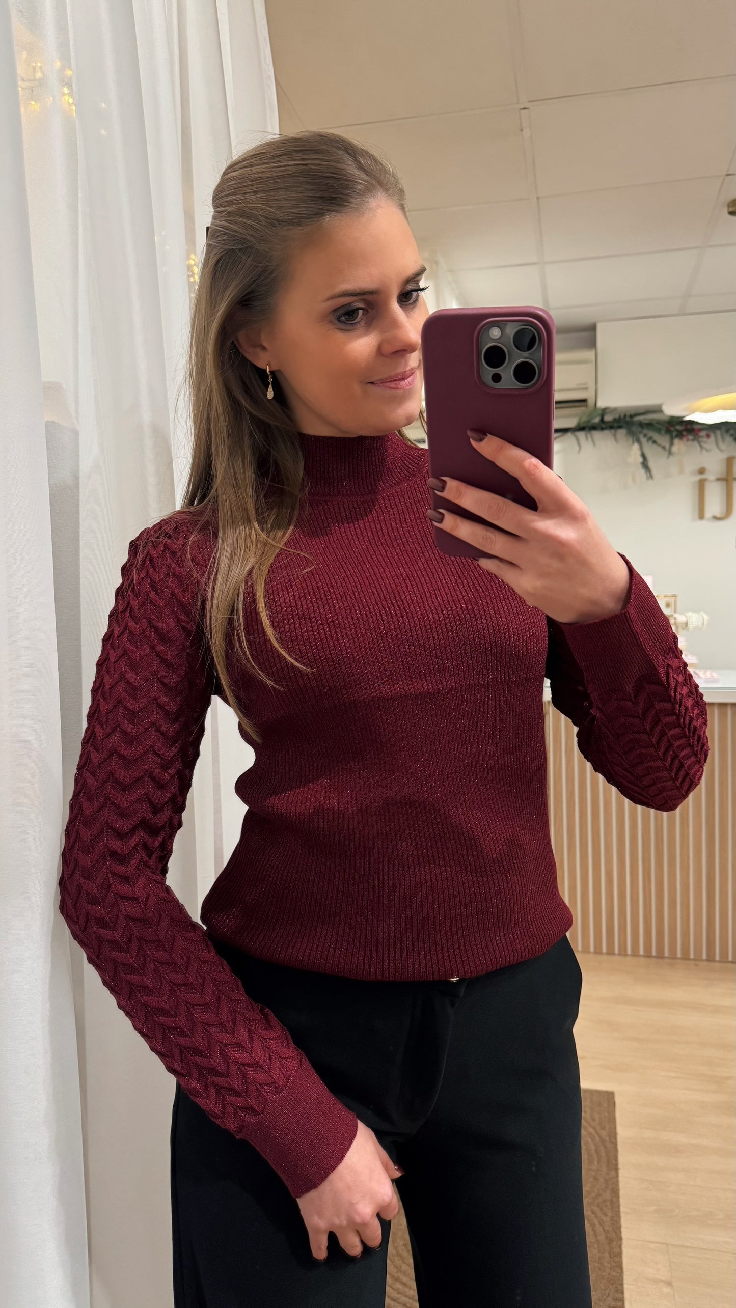 Truitje lurex - bordeaux
