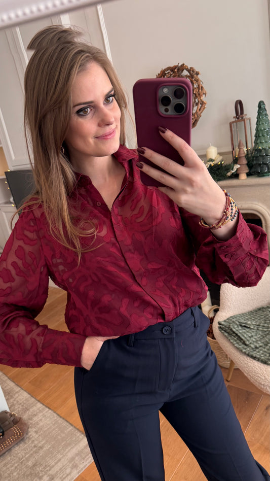 Blouse fancy fabric - bordeaux
