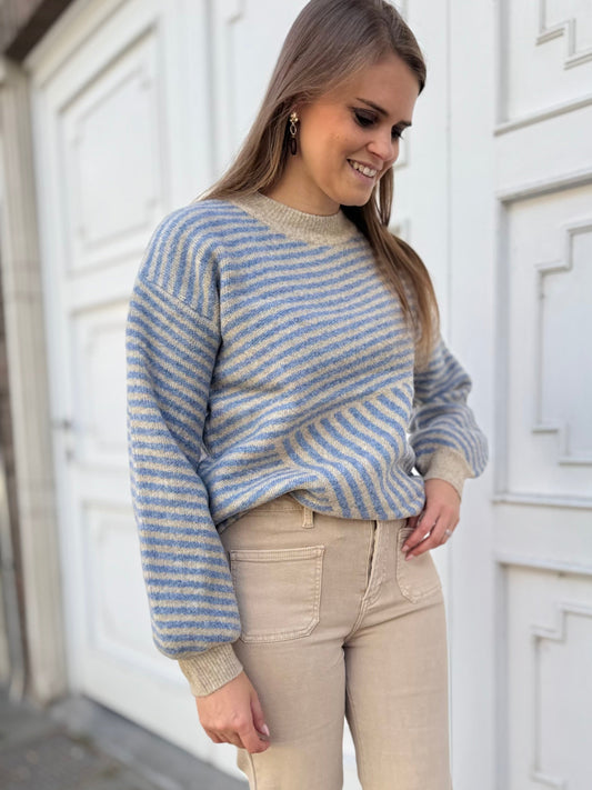 Verana knit pullover - beige/blue