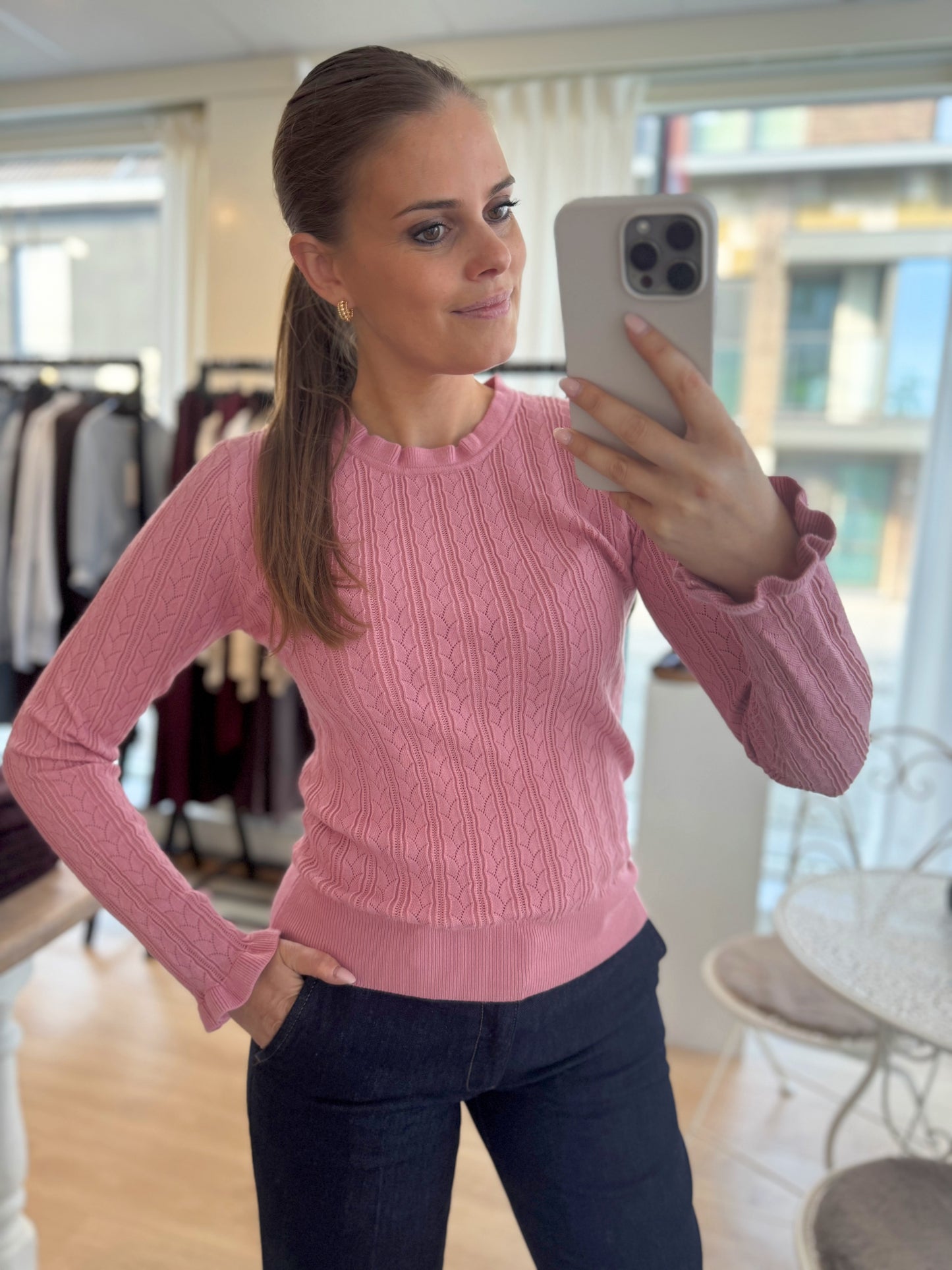 Top iska ajour - vieux rose