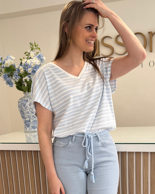 Chanie 1 t-shirt streep - lichtblauw