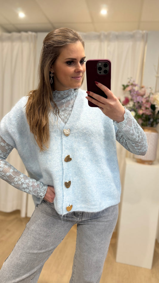 Gilet ZM hart knopen - lichtblauw
